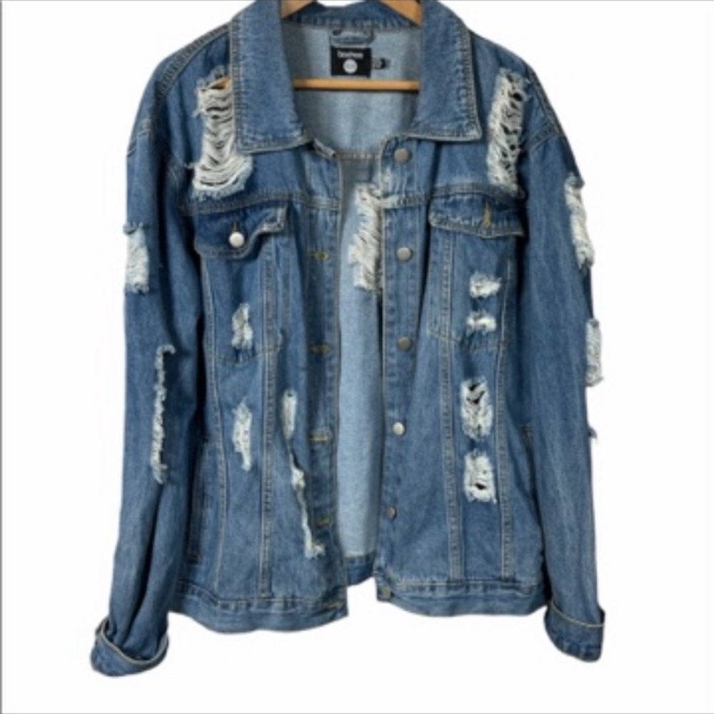 Boohoo distressed jean jacket. Perfect condition.